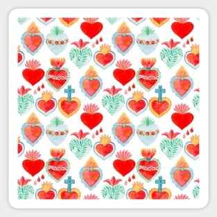 Bright watercolor pattern with sacred hearts Sticker